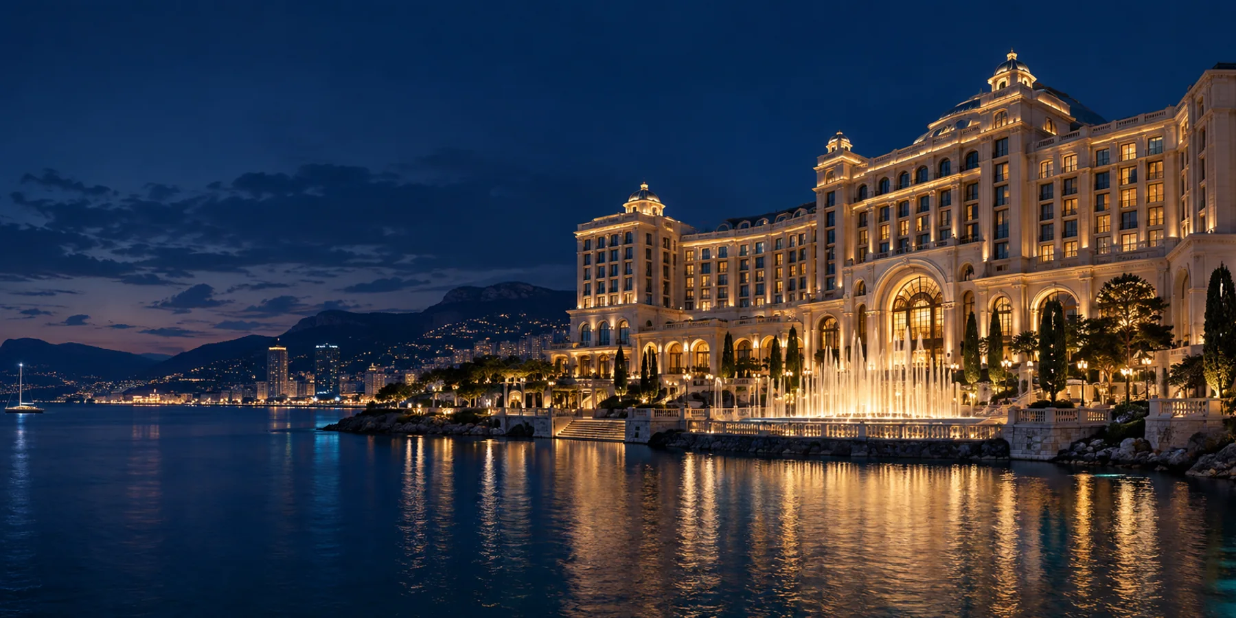 Luxury casino hotel resort at night